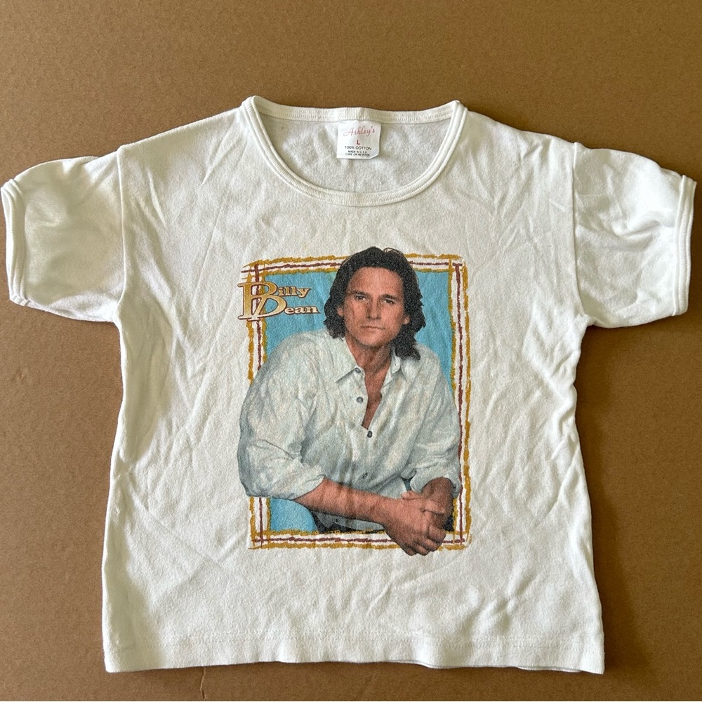 Vintage Billy Dean Crop Top Double Sided Graphic Shirt Womens Large Made in USA